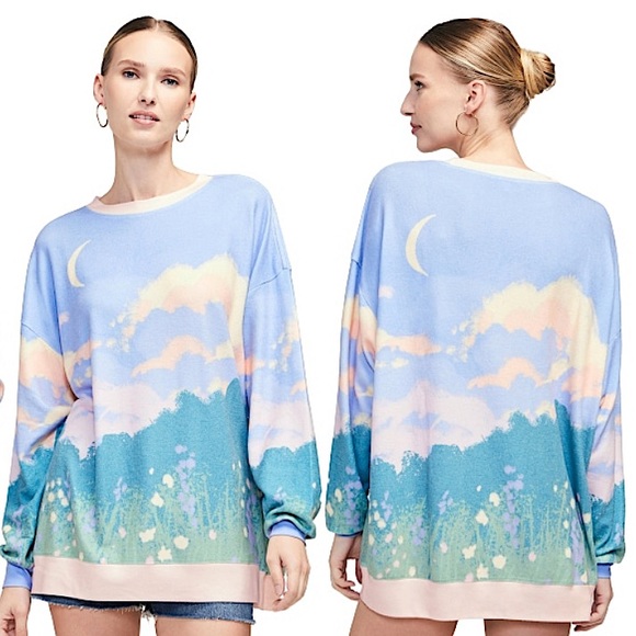 Wildfox Lavender Fields Roadtrip Oversized Sweatshirt Size Small - Picture 5 of 9